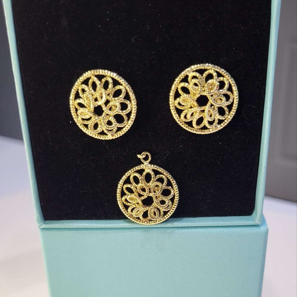 Xuping Elegant Gold Filigree Jewelry Set